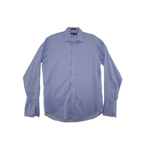 Faconnable Made in USA Stripe Dress Shirt Mens 15.5 3 Blue White 100% Cotton